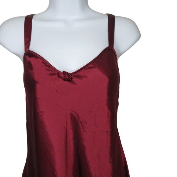 Vintage Val Mode Red Satin Slip Nightgown L Low Back Knee Length Lingerie - Picture 3 of 12
